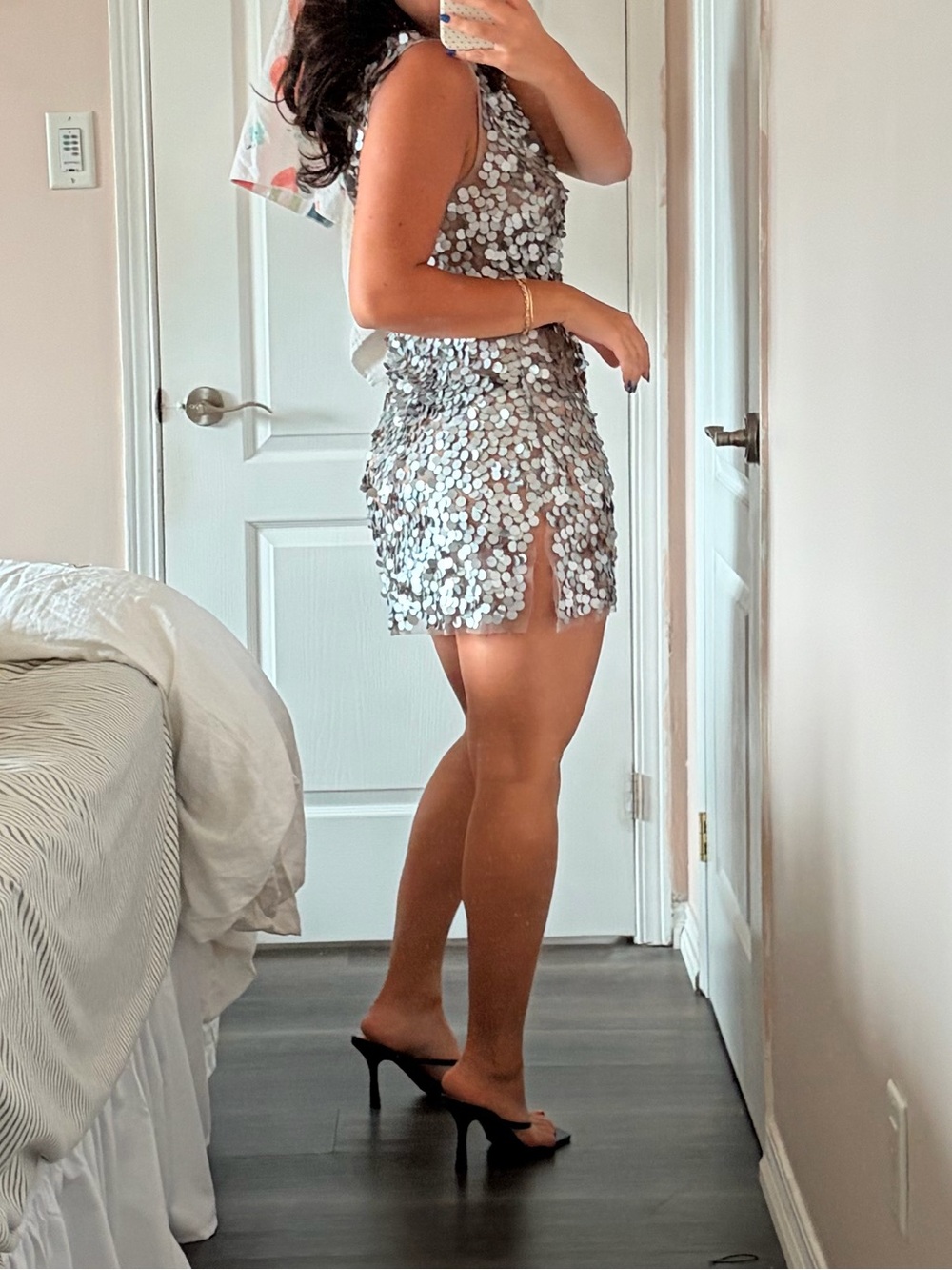 le chateau Silver Sequin Mini Dress VINTAGE